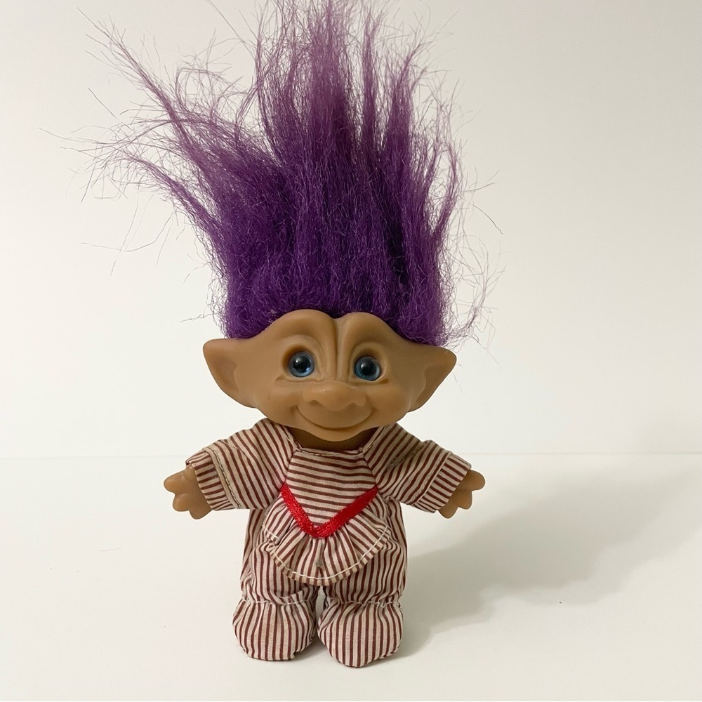 Vintage Ace Novelty Purple Jewel Pajamas Treasure Troll Doll